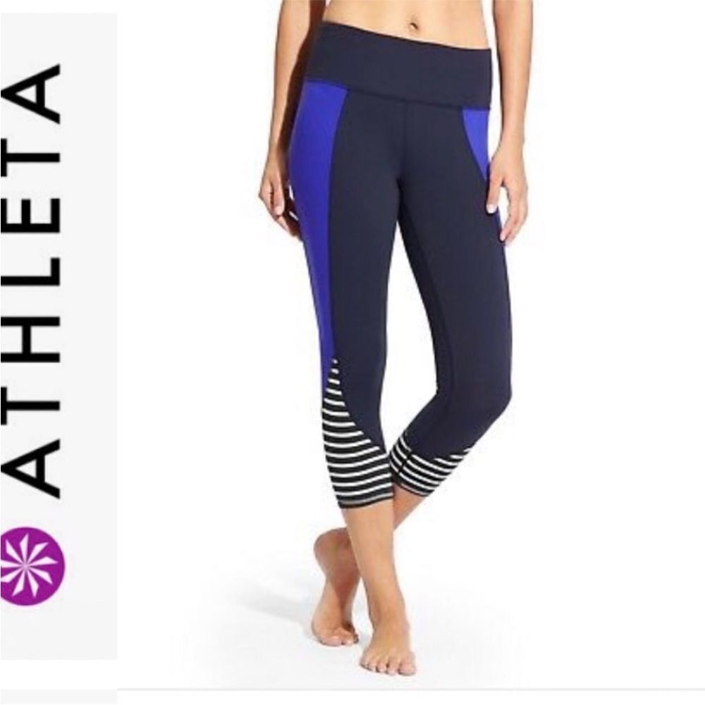 Athleta High Rise Flow Stripe Capri Leggings Women Size XS